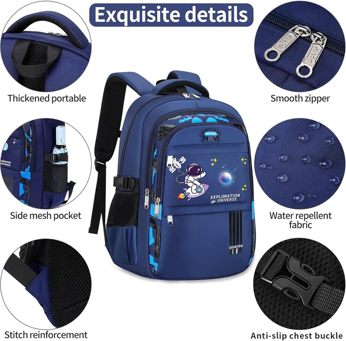 Yoawllty School Bag for Boys, Space Backpack for Boys Kids Elementary School Bags Middle Primary School Book Bag Lightweight School Bag for Students