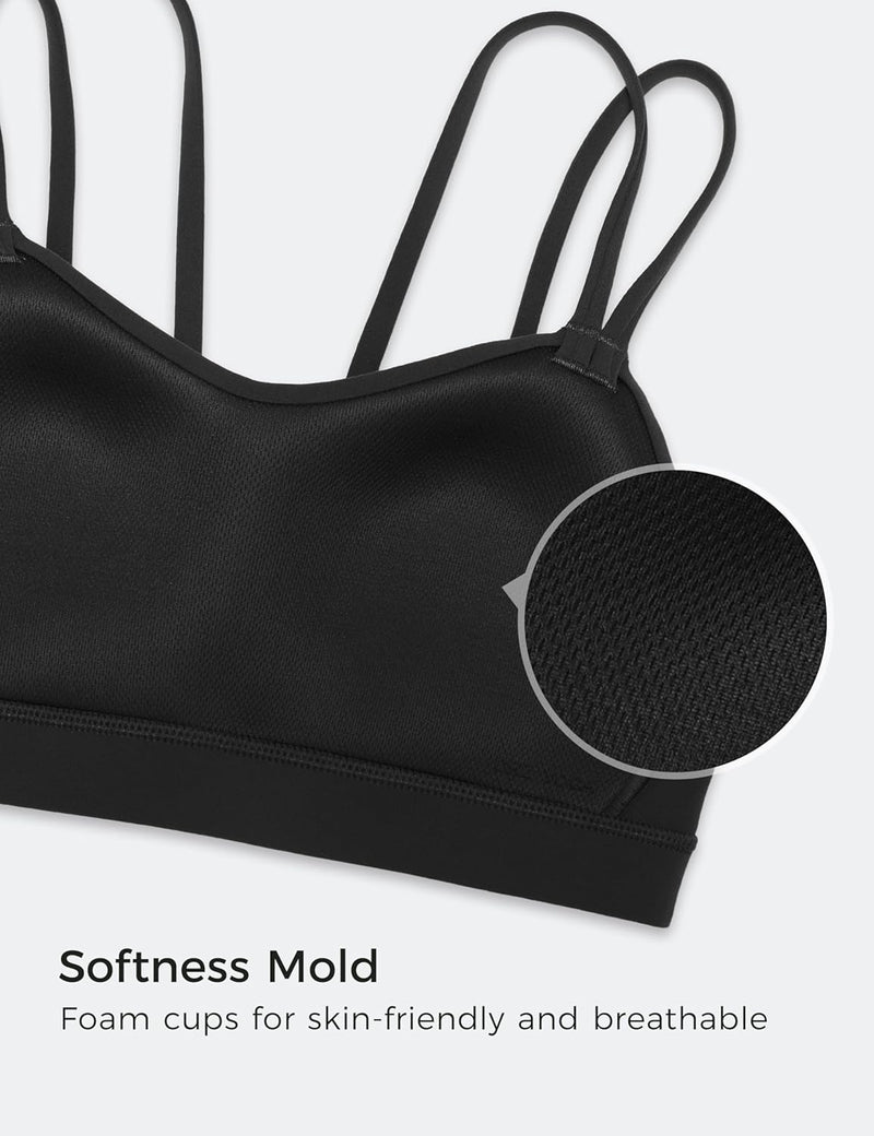 CRZ YOGA Softness Mold Butterluxe V Neck Sports Bras for Women - Workout Top Double Spaghetti Straps Wireless Yoga Clothes