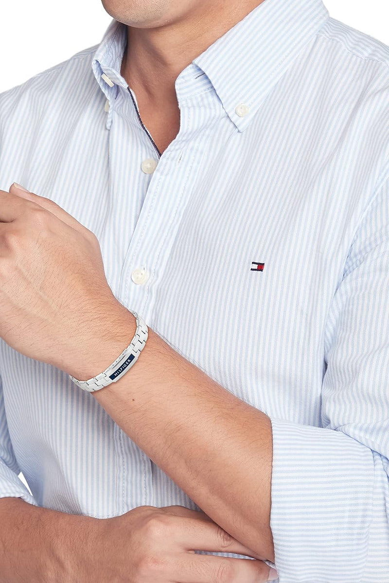 Iconic Stripes Mens Stainless Steel Bracelet