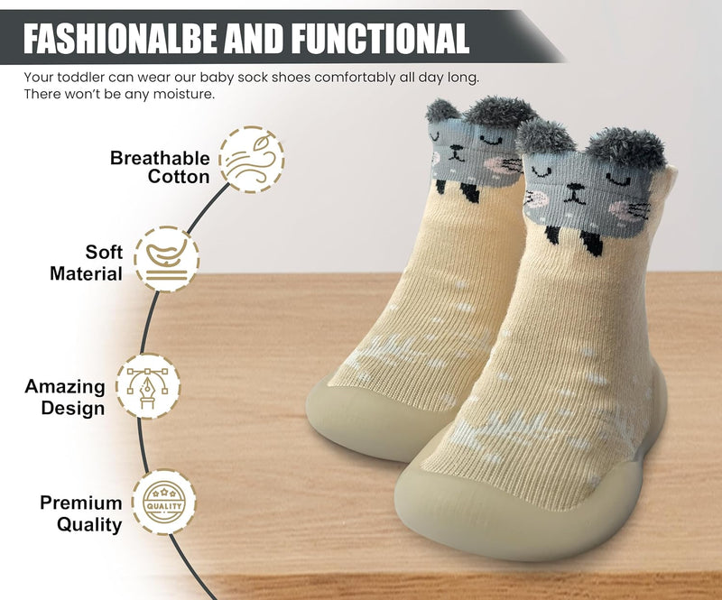 Dookeh Baby Sock Shoes Boys Girls First Walking Shoes Non-Slip Slippers Soft Sole Sneakers Toddler Infant Babygirl