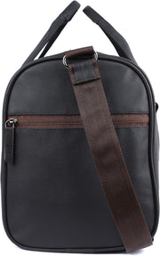 Vintage Faux-Leather 26L Medium Water Resistant Travel Duffle Bag/Gym Bag/Sports Duffle for Men/Women (Black)