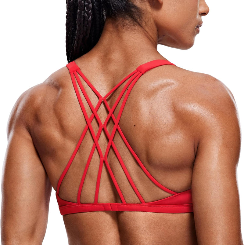 CRZ YOGA Women's Cute Yoga Sports Bra Strappy Sexy Back Padded Low Impact Workout Clothes Bra Tops