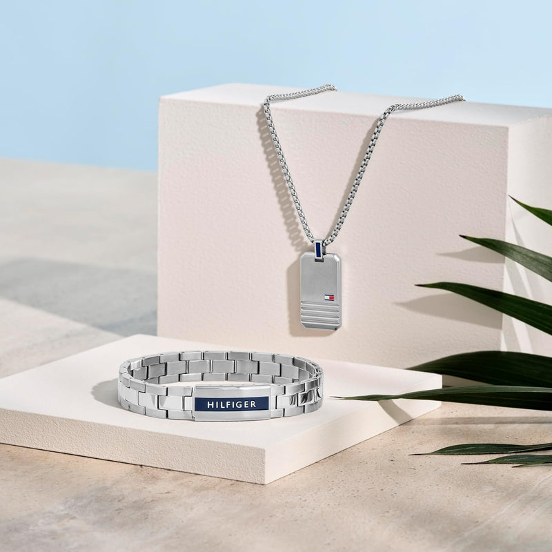 Iconic Stripes Mens Stainless Steel Bracelet