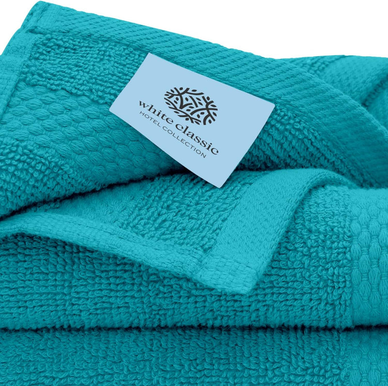 White Classic Luxury Cotton Washcloths - Small Hotel Spa Bathroom Face Towel | 12 Pack |