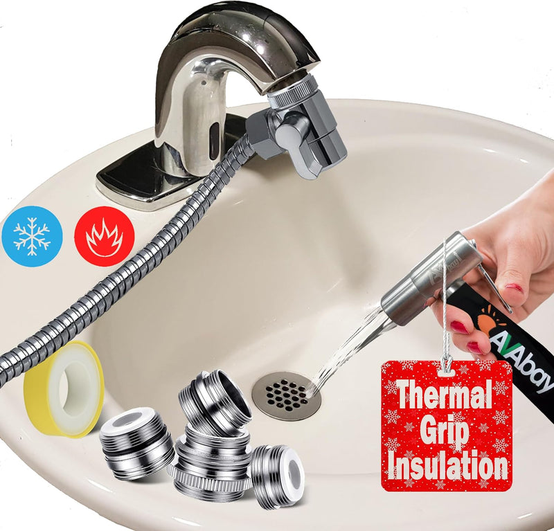 AVAbay 70-Inch Bidet Hose - Long Shower Head Stainless Steel Hose Bathroom Toilet Handheld Showerhead Sprayer Extension Replacement Part with Brass Coupler, Polished Chrome