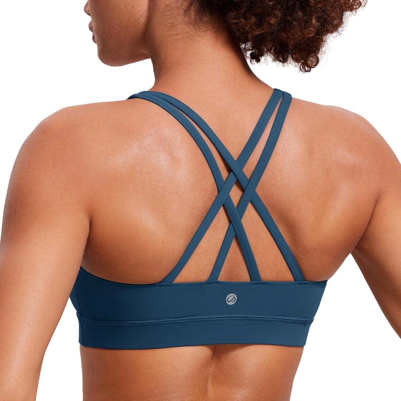 CRZ YOGA Women's Strappy Sports Bras Fitness Workout Padded Yoga Top Criss Cross Back Cami