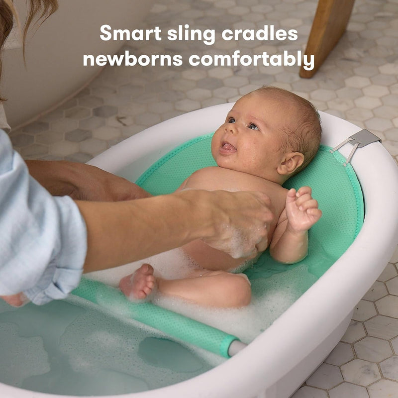 4-in-1 Grow-with-Me Bath Tub Transforms Infant Bathtub to Toddler Bath Seat with Backrest for Assisted Sitting in Tub, White - 4-in-1 Grow-with-Me Bath Tub