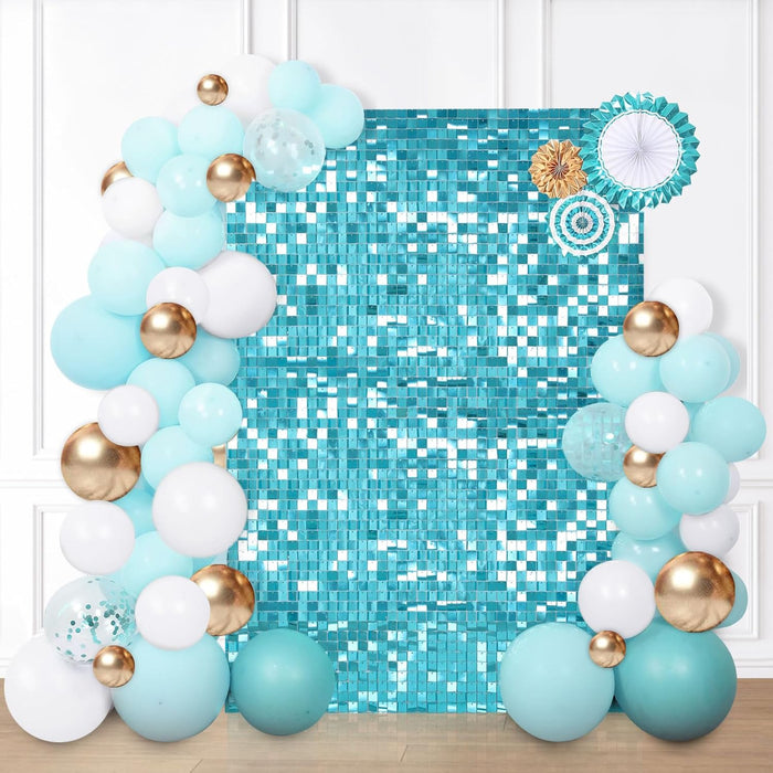 LuoluoHouse Shimmer Wall Panel Sequin Backdrop Panels 12 Packs-Iridescent Silver Backdrop for Graduation Anniversary Backdrop Wall Backdrops Engagement Decoration