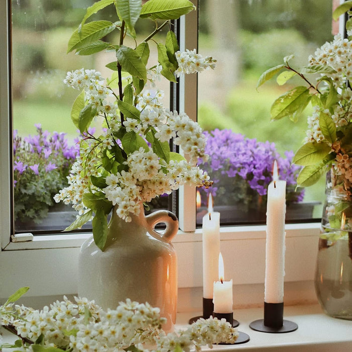 NALACAL Candle Holders Black Retro Candlestick Holder Farmhouse Decor for Home Wedding Party Anniversary Housewarming Gifts for Women Men (4 Pcs)