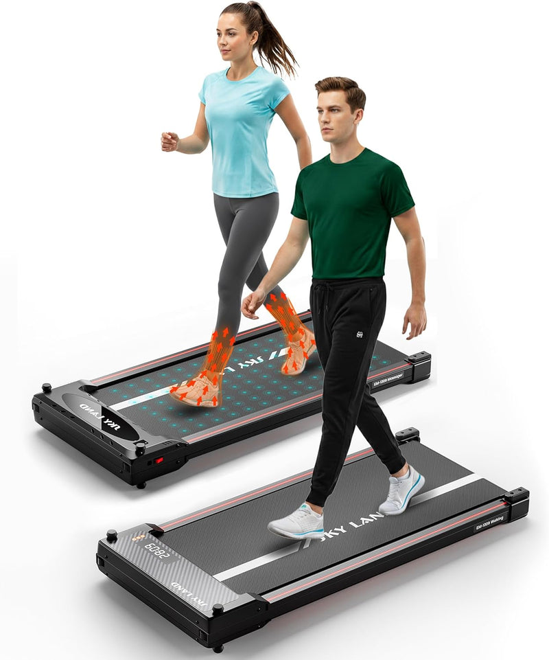 SKY LAND Walking Pad Treadmill for Home & Office Slim Under Desk Walking Treadmill with LED Display, Remote Control, Quiet Motor, Space-Saving Design - EM-1309 | 2-in-1 Walking Pad with Massager