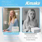 KMAKII Disposable Face Towelette Facial Cleansing Washcloth Dry Facial Tissue Face Cleaning Towels Dry Wipes for Cleaning and Skincare (1 Box of 50 Sheets)