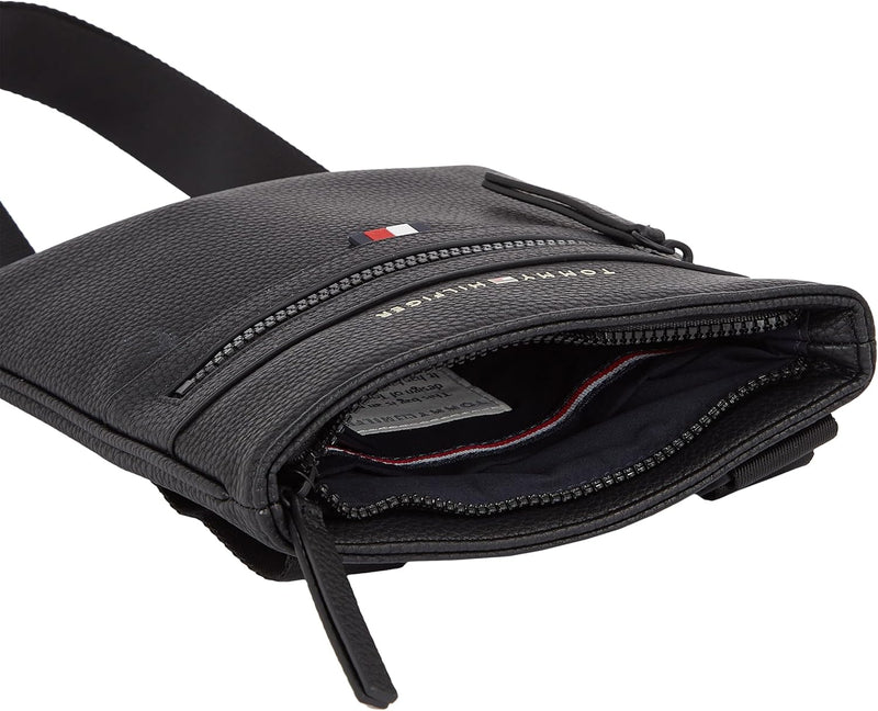 Men Essential PU Mini Crossover Shoulder Bag Small, Black (Black), One Size
