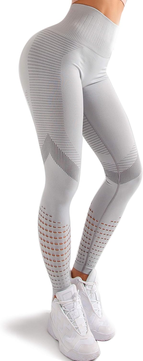 Redqenting High Waisted Leggings for Women Workout Seamless Leggings Yoga Pants Sweat Proof Tummy Control Tights