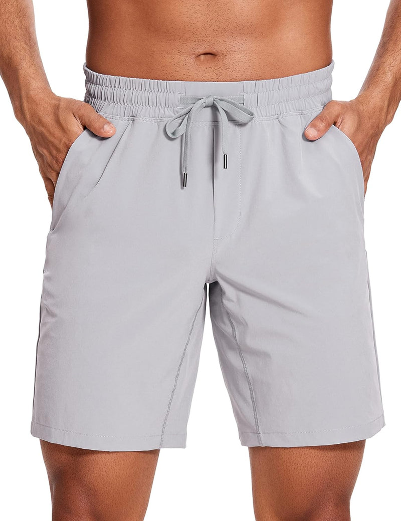 CRZ YOGA Men's Linerless Workout Shorts -9'' Quick Dry for Running Sports Athletic Gym with Pockets