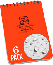 Rite In The Rain Weatherproof Top Spiral Notebook, 10.2 cm x 15.2 cm, Green Cover, Universal Pattern, 3 Pack (No. 946-3) - 6 Pack Orange