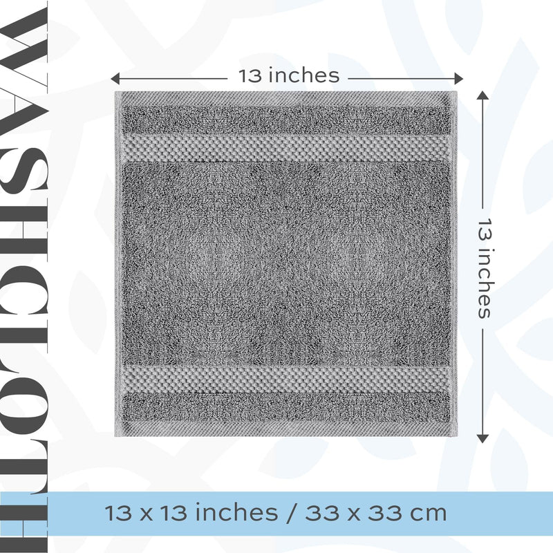White Classic Luxury Cotton Washcloths - Small Hotel Spa Bathroom Face Towel | 12 Pack |