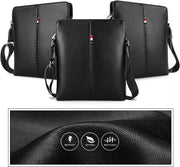 Mens Shoulder Bag, Genuine Leather Messenger Handbag Crossbody Bag for Men Purse iPad Bag for Business Office Work School with Adjustable Strap Black, Black, One Size