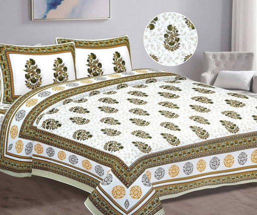 SUFAYA FAB Printed Indian Sanganer Cotton Premium Big Size Bedsheets for Modern Look(108x108) inches with Two Pillow (17x27) inches