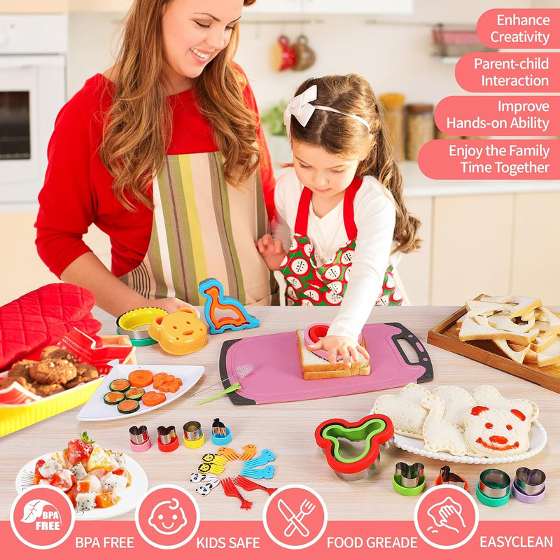 Sandwich Cutters For Kids Lunch, 25 Pcs Cutter And Sealer Set, Uncrustable Cutter, Crustless Shapes Lunch Box, Vegetable Fruit Bento Box