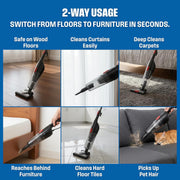 Westinghouse USA 3-in-1 Stick Vacuum Cleaner Black 600W Upright & Handheld 17Kpa Suction, Lightweight Design, 1.2L Dust Capacity (UAE Version) - 2 Years Warranty