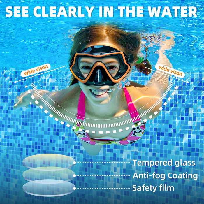 Kids Swim Goggles Diving Mask with Nose Cover for Youth Anti-Fog Clear View