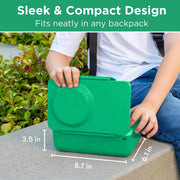 OmieBox UP bento Box for Kids Insulated Lunch Box Leak Proof Vacuum Insulated Thermal Food jar Cooler ice Pack 2 Compartments (Jade Green)