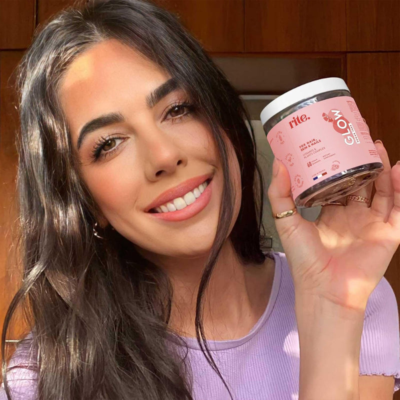 Glow Hair Skin & Nails Vegan Vitamin Gummies 2000% Dv Biotin With Zinc, Selenium & Efficient Plants Hair Growth, Stronger Nails & Healthy Skin 60 Vegan Gummies Delicious Natural Raspberry