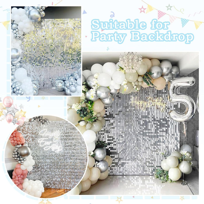 B-COOL Shimmer Wall Backdrop Sequin Wall Panels Pack of 24 Light Gold Glitter Backdrop Panel for Birthday Home Anniversary Engagement Bachelorette Parties Decorations