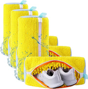 MOMENT Large Shoe Washing Machine Bag, 38x18cm Chenille Microfiber Sneaker Laundry Bag, 360 Scrubbing Deep Cleaning Reusable Shoe Washing Bags for Trainers, Sport Running Shoes (Yellow) - Yellow XL Large (Pack of 3)