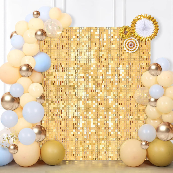 LuoluoHouse Shimmer Wall Panel Sequin Backdrop Panels 12 Packs-Iridescent Silver Backdrop for Graduation Anniversary Backdrop Wall Backdrops Engagement Decoration