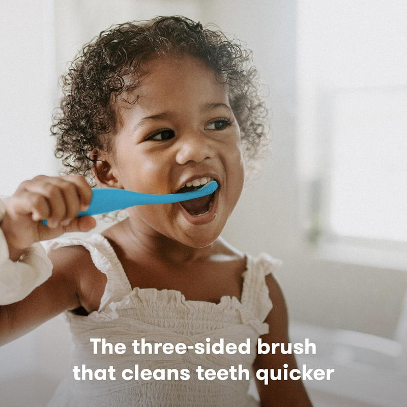 Triple-Angle Toothhugger Training Toddler Toothbrush Toddler Toothbrush 2 Years and Up, Cleans All Sides at Once Blue - 1 Count (Pack of 1) Blue