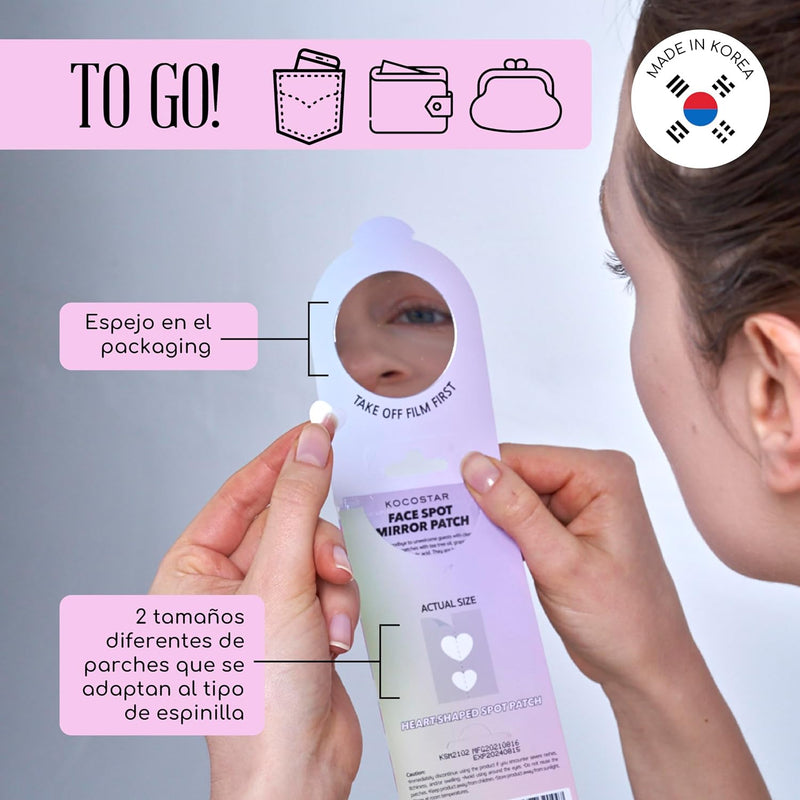 Kocostar Heart Shape Face Spot Patch With Attached Mirror Targeted Treatment For Blemishes Convenient Application 3Pouch/12 Spot Patches