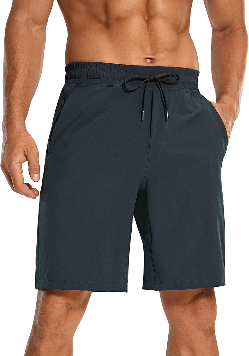CRZ YOGA Men's Linerless Workout Shorts -9'' Quick Dry for Running Sports Athletic Gym with Pockets