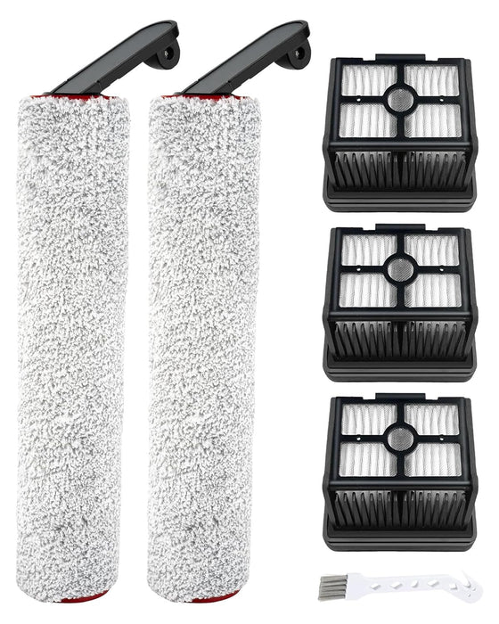 (5 Pieces) Replacement Vacuum Filters Roller Brushes Compatible with Dreame H12 Pro, H12 Dual Wet Dry Vacuum Cleaner Accessories Kit Include 2 Brush Rollers, 3 HEPA Filters Easy Clean