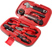 Stalwart - 75-Ht1009 Household Hand Tools, Tool Set - 9 Piece By , Set Includes Adjustable Wrench, Screwdriver, Pliers (Tool Kit For The Home, Office, Or Car) Red - Red