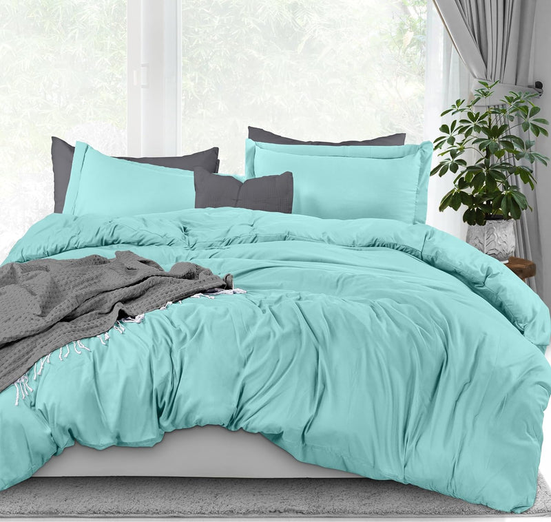 Utopia Bedding Duvet Cover Twin Size Set - 1 Duvet Cover with 1 Pillow Sham - 2 Pieces Comforter Cover with Zipper Closure - Ultra Soft Brushed Microfiber, 68 X 90 Inches (Twin/Twin XL, White) - King Spa Blue