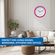 Ajanta Abstract Plastic Round Analog Wall Clock (20.5 Cm X 20.5 Cm X 3.5 Cm, Pink)