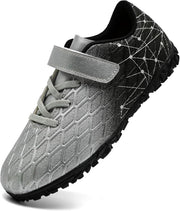 Boys Soccer Shoes Kids Girls Astro Turf Trainers Firm Ground Cleats Football Boots Outdoor Sneakers Athletic Sport Shoes Teenager Professional Football Shoes - Silver