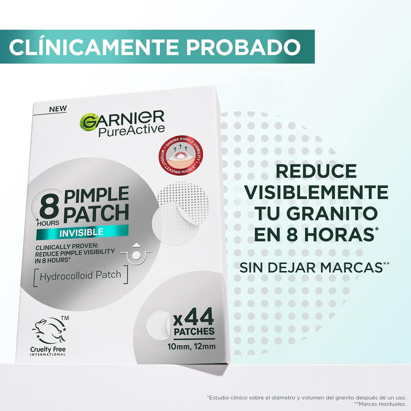 Garnier Skin Clear 8H Pimple Patches Made of Hydrocolloid, Reduces Pimple Visibility in 8 Hours, XXL Pack of 44 Patches