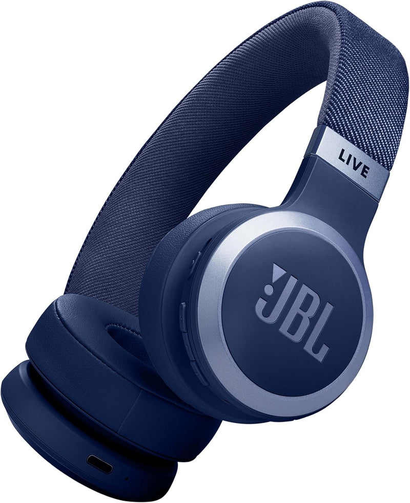 JBL Tune 770NC Adaptive Noise Cancelling Wireless Over-Ear Headphones, Pure Bass Sound, Smart Ambient, Bluetooth 5.3, Le Audio, VoiceAware, 70H Battery, Multi-Point Connect - White, JBLT770NCWHT - Live 670 NC Blue