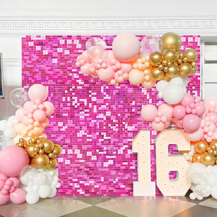 LuoluoHouse Shimmer Wall Panel Sequin Backdrop 36 Panel Birthday Wedding Background Decoration Walls Anniversary Engagement Decorations