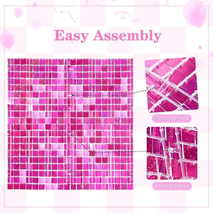 LuoluoHouse Red Shimmer Wall Panel Glitter Sequin Backdrop Panel of 24 Shiny Backdrop for Party Event Background Foil Back Drop