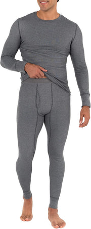Men's Recycled Waffle Thermal Underwear Set (Top and Bottom) Pajama Set - Greystone Heather