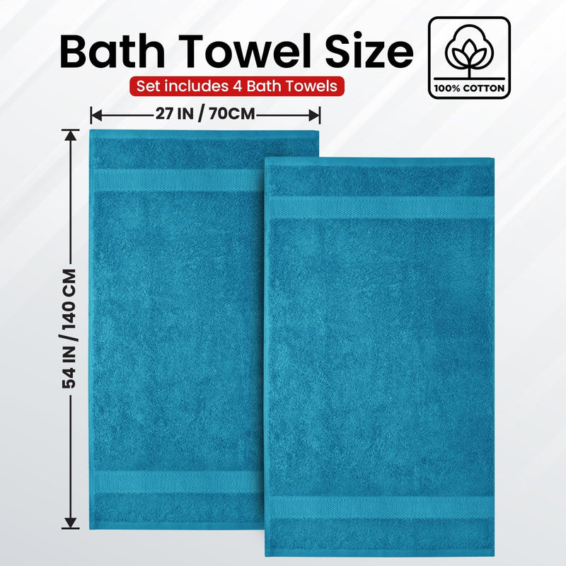 Infinitee Xclusives Premium Bath Towels Set Pack of 4-100% Ring Spun Cotton Bath Towels 70cm x 140cm - Highly Absorbent Durable Towels, Perfect for Daily Use (Charming Grey, Bath Towels)