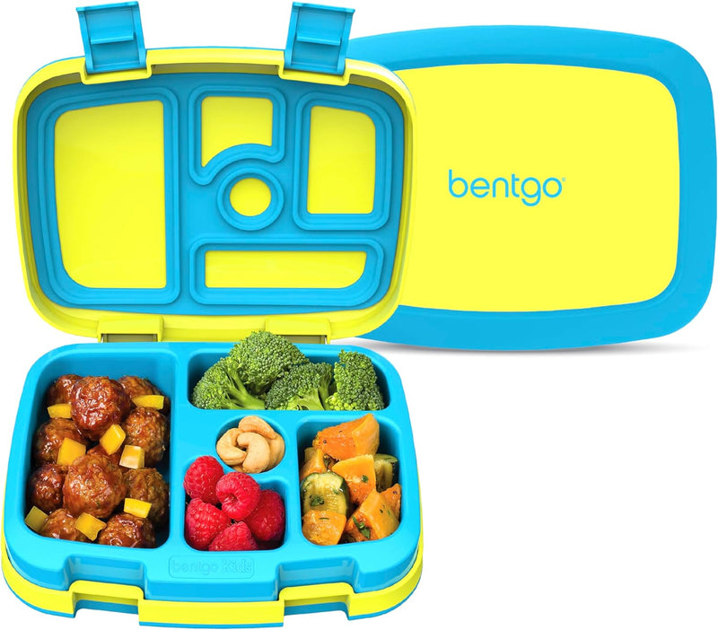 Kids Leak-Proof, 5-Compartment Bento-Style Kids Lunch Box - Ideal Portion Sizes for Ages 3 to 7, BPA-Free, Dishwasher Safe, Food-Safe Materials (Purple) - Citrus Yellow