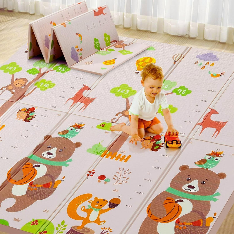 MONAMORE Cute Bear Print Play Mat (200cm X 180cm X 1cm) Playmat Play Babies Extra Thick Crawling Mat Water Proof and Reversible Large Soft for Toddler