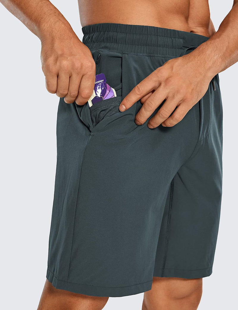 CRZ YOGA Men's Linerless Workout Shorts -9'' Quick Dry for Running Sports Athletic Gym with Pockets