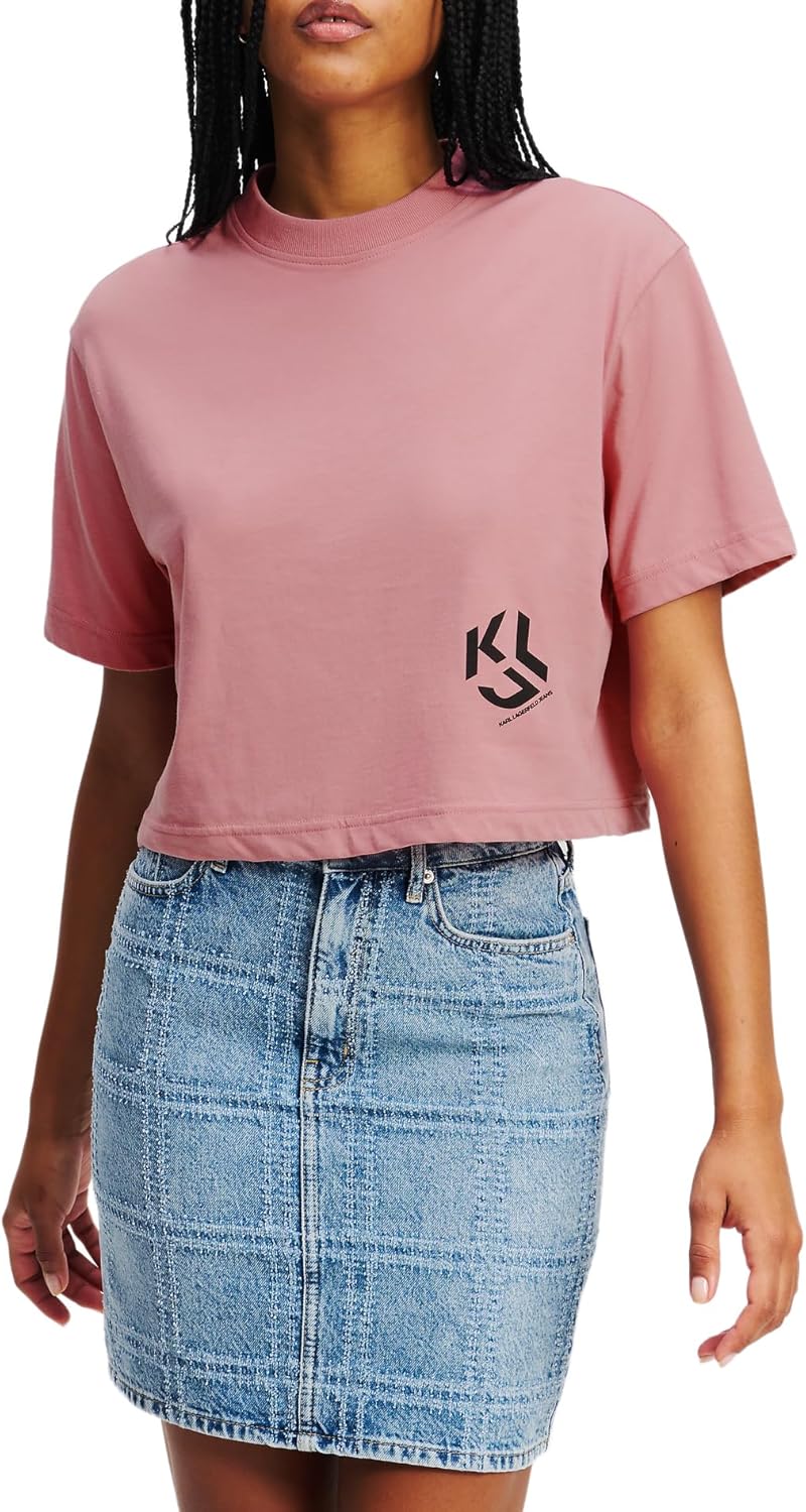 Women's Relaxed Short Sleeve T-Shirt with Paper Closure, Relaxed - foxglove