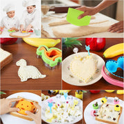 24Pcs Sandwich Cutter and Sealer Set Bread Sandwich Cutter Pancake Maker Heart Square Dinosaur Start Shaper,etc DIY Cookie Cutters Gift for Kids Boys Girls