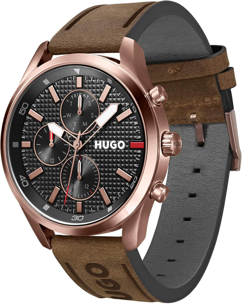 Hugo CHASE Men Watch, Analog - Brown / Black